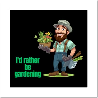 Cartoon design of a male gardener with humorous saying Posters and Art